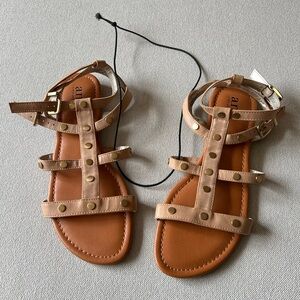 a.n.a A New Approach JCPenney’s Women’s Tan and Gold Studded Strap Flat Sandals